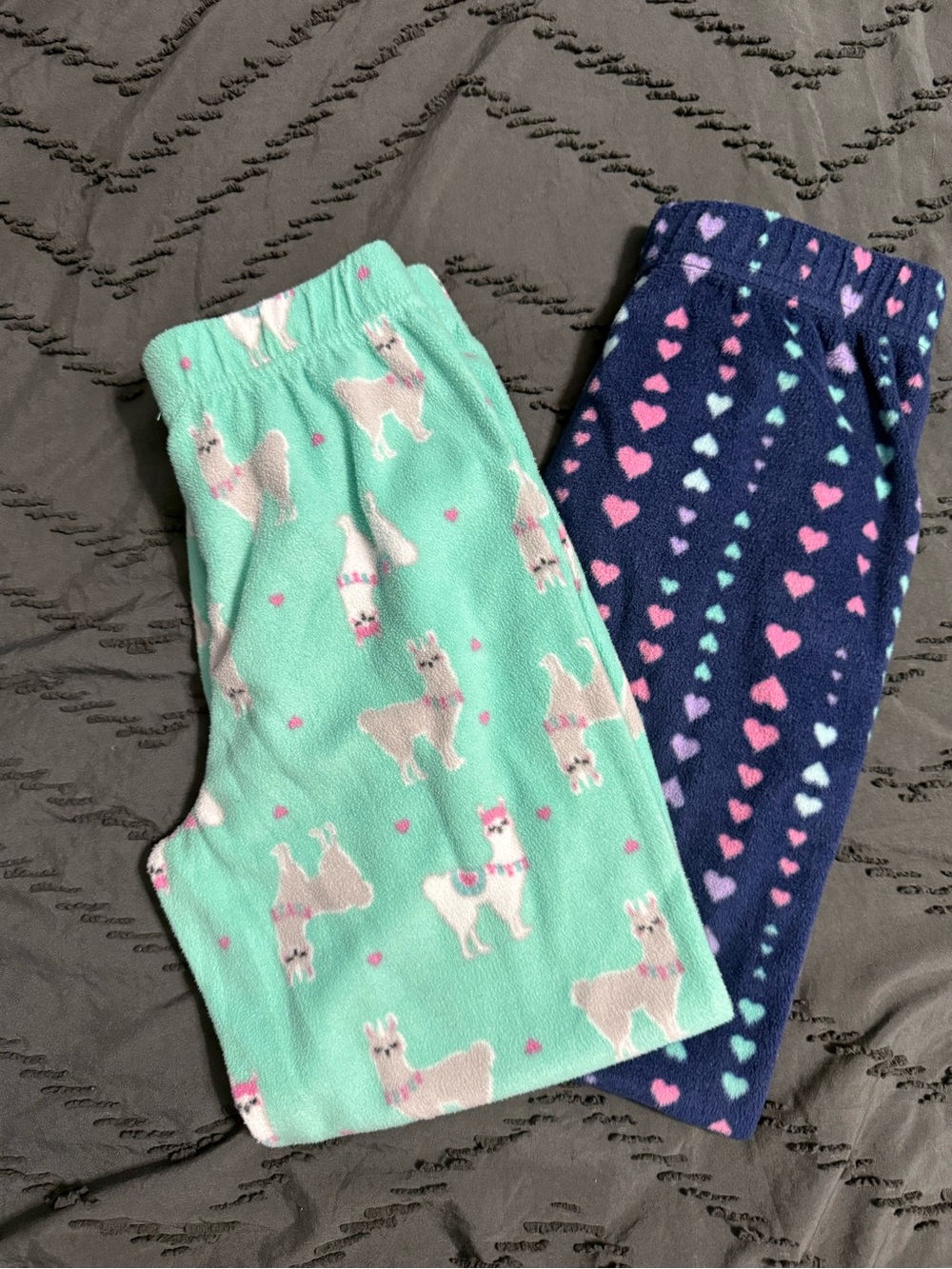 Cuddl Duds Girls Fleece Pajama Bottoms - Mint Llama & Navy Hearts